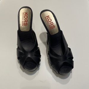 Michael Kors Black Wooden Clog Sandal Size 9